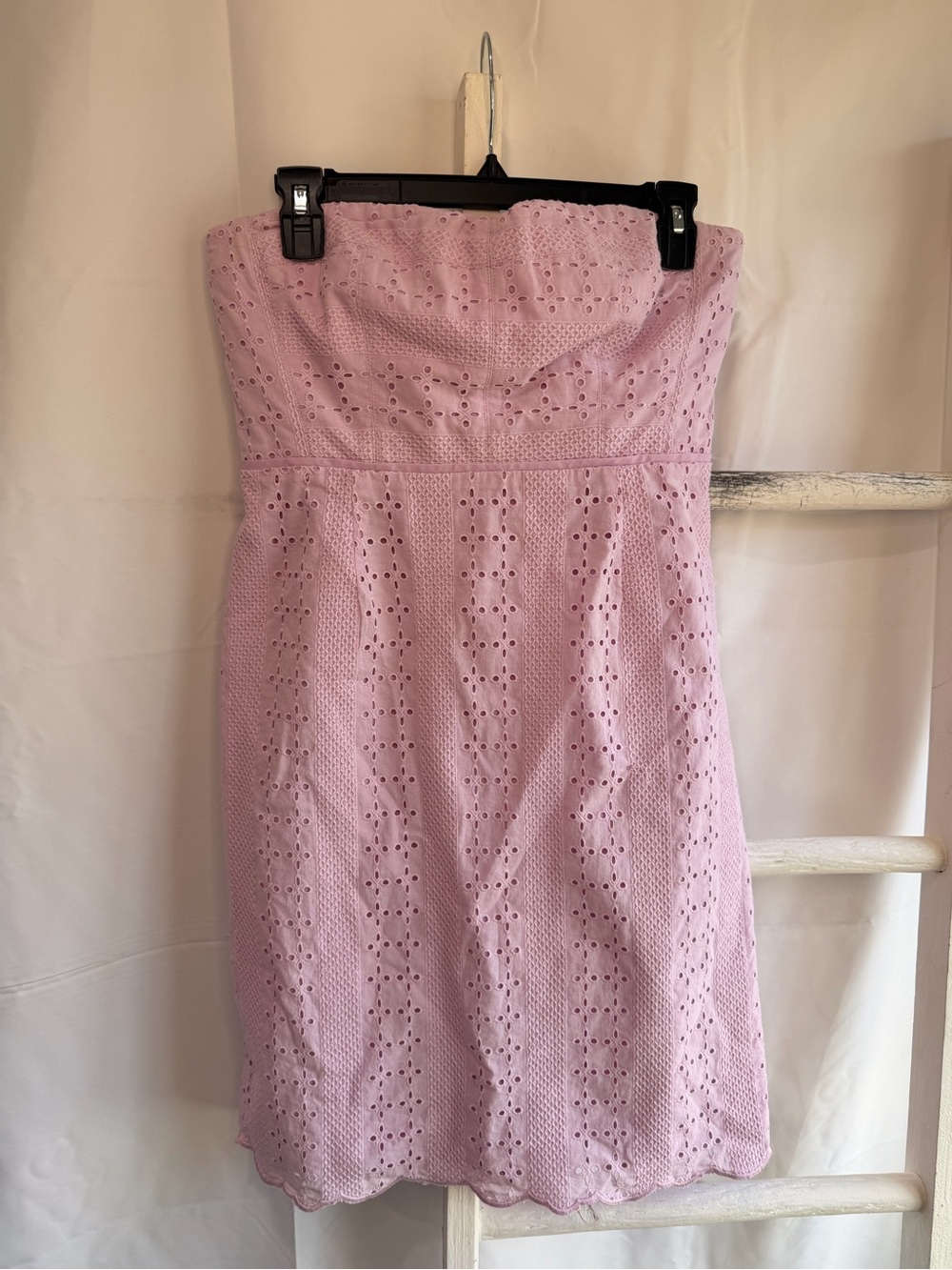 J. Crew Strapless Eyelet Dress in Light Lavender